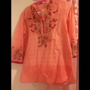 Kids ethnic collection pink and white 2 piece set.